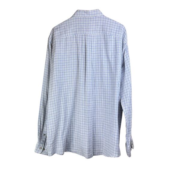 Johnnie-O Blue Gray Plaid Long Sleeve Collar Button Up Lightweight Shirt Pocket - Picture 2 of 8